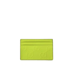 Gucci Men's GG Rubber Effect Card Case Wallet Fluorescent Yellow 771315 AADM4 - Picture 1 of 9