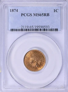 1874 Indian Cent : PCGS MS65RB - Picture 1 of 4