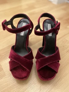 Sandalias de tacón alto Tosca azul terciopelo 36 rojo vino - Imagen 1 de 11