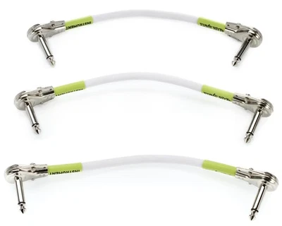 Ernie Ball 6" Flat Angle / Flat Angle Patch Cable (3-pack) - White - Image 1 of 4