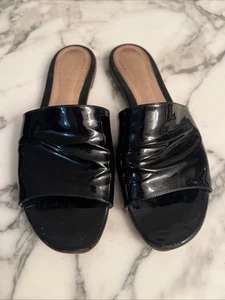 Gianvito Rossi Black Patent Leather Slides, Size 41.5 - Picture 1 of 15