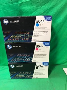 (LOT 3 ) HP LASERJET 504A/CE251A-CYAN, 504X/CE250X-BLACK, 504A/CE253A-MAGENTA* - Picture 1 of 6