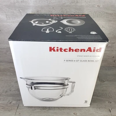 KitchenAid Cuenco Mezclador de Vidrio de 6 Cuartos con Accesorios para Mezcladores de Soporte Elevador de Tazón Foto 1 de 4