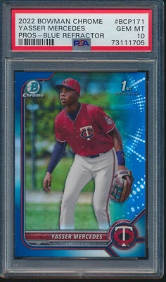 PSA 10 YASSER MERCEDES 1st 2022 Bowman Chrome BLUE REFRACTOR/150 RC GEM MINT - Image 1 of 3
