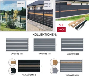 Zaun Sichtschutzzaun Lamellenzaun Anthrazit Gartenzaun Windschutzzaun Set 200cm - Bild 1 von 53