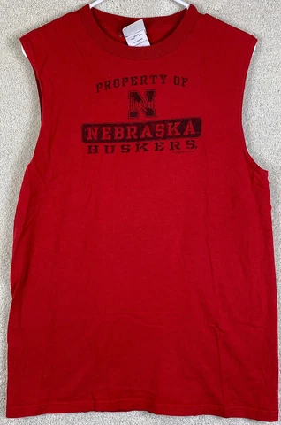 Nebraska Cornhuskers NCAA T Shirt XL Red Adult Size X-LargeCut Off Sleeve Shirt Cover