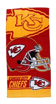 Toalla de playa 100 % algodón de lujo con licencia Kansas City Chiefs NFL - NUEVA CON ETIQUETAS Foto 1 de 2