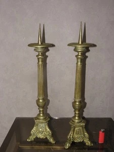 Antikes Paar gotische französische Bronze Kerzenleuchter Kerze majestätisch 18. Andelaber  - Bild 1 von 11