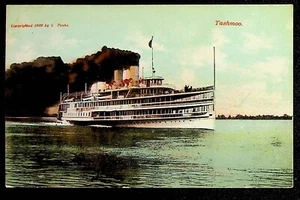1908 Tashmoo Sidewheeler Dampfschiff Fähre Kreuzfahrtschiff Postkarte - Bild 1 von 2