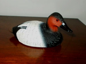 VTG 1995 CANVASBACK DRAKE DECOY POLYSTONE FIGURINE 5 1/4" LONG~ARTIST SIGNED - Picture 1 of 4