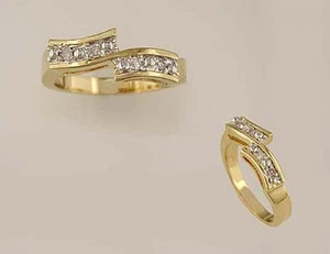 18 KT GOLD OVER STERLING SILVER DIAMOND RING-7 - Picture 1 of 1