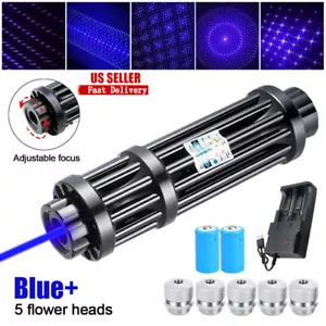 10Watt Adjustable High Power Blue Burning Laser Pointer Visible Dot Torch Light - Picture 1 of 12