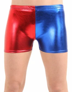 GIRLS RED BLUE SHINY METALLIC HOT PANTS  SHORTS HALLOWEEN FANCY DRESS ACCESSORY - Picture 1 of 2