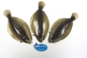 Paquete de 3 señuelos de 8" artificial de plástico blando arena Dab Fluke cebo manchado - Imagen 1 de 1