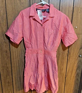 vintage 90s romper jumpsuit shorts new NWT pink red coral medium Claus Sport - Picture 1 of 6