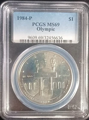 1984-P $1 OLYMPIC COMMEMORATIVE SILVER DOLLAR. PCGS MS69. -SL0080 - Image 1 of 2