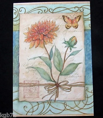 Leanin Tree Get Well Greeting Card Flowers Glitter Multi Color R123  - Image 1 of 2