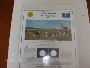 2004 Wisconsin Postal Commemorative Society Statehood Quarter Collection Sheet - Picture 1 of 2