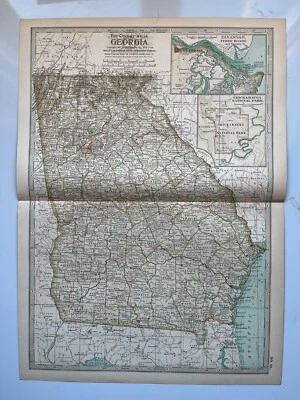 Antique Map of Georgia United States Century Atlas 1907 - Image 1 of 4