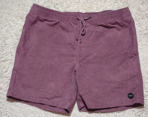 RVCA Corduroy Shorts Men's XL Maroon Burgundy Drawstring Pockets Casual Beach - Picture 1 of 11