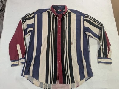 Vintage Tommy Hilfiger Shirt Mens XL Multicolor Striped Button Up Crest 90s Y2K - Image 1 of 4