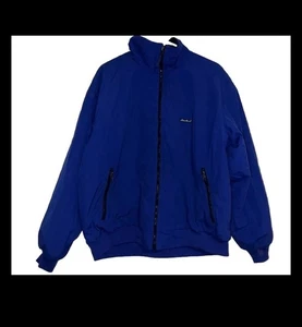 VINTAGE 90s Eddie Bauer Jacket Mens Large Blue Nylon Fleece Bomber Made Mexico ￼ - Picture 1 of 15