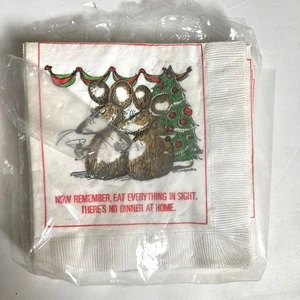 Servilletas de papel de cóctel vintage de ratón de Navidad 9 piezas vacaciones humorísticas de Contempo - Imagen 1 de 5