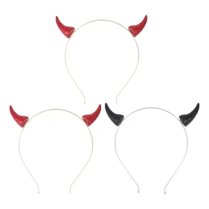 3 Stück Halloween Motiv Teufel Hörner Stirnbänder Party Kostüm Cosplay Haarbänder - Bild 1 von 12