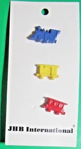 (3) JHB TREN MOTOR AZUL - VAGÓN DE CARGA AMARILLO - BOTONES DE VÁSTAGO DE PLÁSTICO FURGÓN ROJO NOC-J6 - Imagen 1 de 3