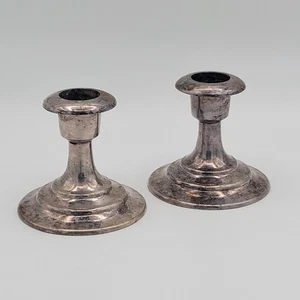 Set of 2 Taper Candlestick Holders Oxford Plate SP Zinc 720 Small 3" Vintage - Picture 1 of 8
