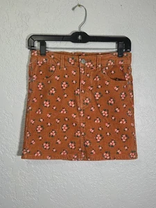 Girls' Corduroy Skirt - Art Class Rust Orange Floral L 10/12 - Picture 1 of 4