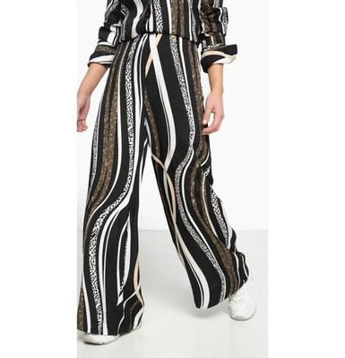 Pantalones de satén Roberto Cavalli Palazzo para mujer XS XSpequeños a rayas negros Falabella 38 Foto 1 de 4