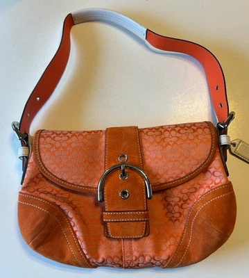 Coach 6818 Small Vintage Soho Orange Suede & Signature C Canvas Shoulder Bag - Image 1 of 4