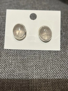 Pendientes de cuarzo rosa de plata de ley nuevos - Imagen 1 de 2