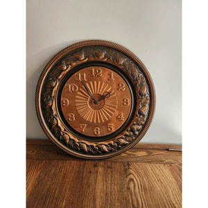 Vintage Retro Mid Century Copper Craft Wall Hanging Clock13x13 - Picture 1 of 2
