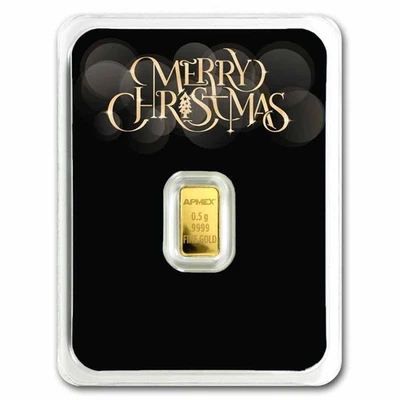 1/2 gram Gold Bar - APMEX (w/Merry Christmas, Black, In TEP) - Image 1 of 4