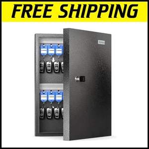 Stylish and Secure Wall-Mountable Key Locker with 32 Hooks for Easy Access - Picture 1 of 8