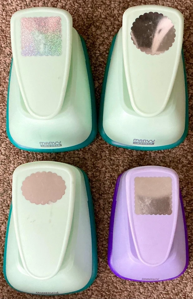 4 очень больших овальных перфоратора для бумаги Marvy — квадратный круг гребешка - Изображение 1 из 1