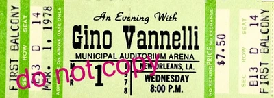 Gino Vannelli ticket for the Municipal Auditorium Aa Rena New Orleans, LA 3/1/78 - Image 1 of 2