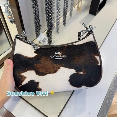 NWT Coach Teri Shoulder Bag Cow Print CCC86, cow printed haircalf holiday gift - Image 1 of 4