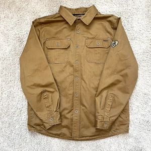 Legendary Whitetails Journeyman Shirt Jacket Mens L Brown Waxed Flannel Lined - Picture 1 of 12
