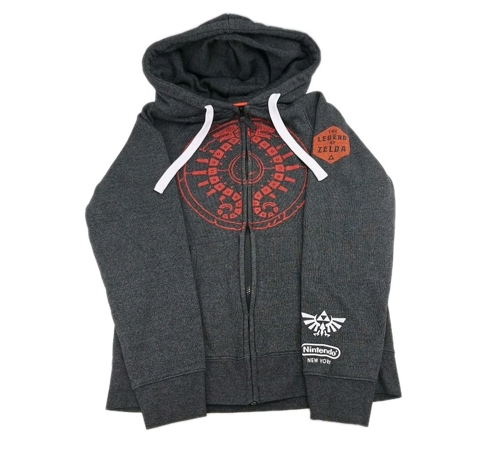 Nintendo The Legend of Zelda Sudadera con Capucha Cremallera Gris Oscuro Sheikah Símbolo Hylian Crest Foto 1 de 4