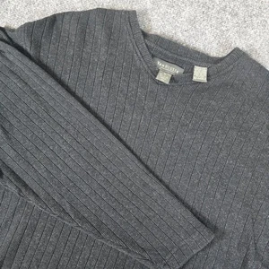 Van Heusen Mens Charcoal Ribbed Knit Long Sleeve Crew Neck Sweater Size M - Picture 1 of 11