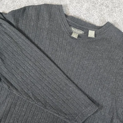 Van Heusen Mens Charcoal Ribbed Knit Long Sleeve Crew Neck Sweater Size M - Image 1 of 4