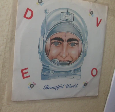 DEVO 1981 "BEAUTIFUL WORLD" WHITE LABEL RADIO/PROMOTIONAL PICTURE SLEEVE 45RPM - Image 1 of 2