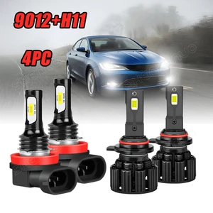 Para For Chrysler 200 2015 Faros 9012+H11 LED + Kits de luces antiniebla 6000K - Picture 1 of 19