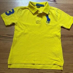 Polo Ralph Lauren yellow large navy pony short sleeve polo boys shirt SIZE 8 - Picture 1 of 6