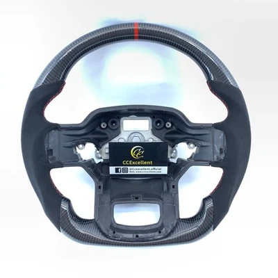 For Ford Raptor F150 F-150 2021-2024 Real Carbon Fiber Alcantara Steering Wheel - Image 1 of 4