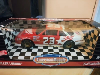 Vintage NASCAR #23 Davey Allison Miller American 1985 Chevy Lumina CW Bank 1:18 - Image 1 of 4