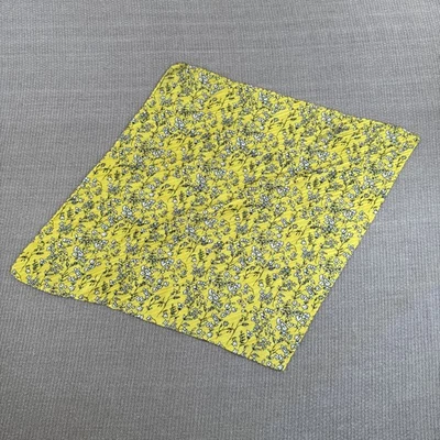 Vintage Accordion Pleat Yellow Soft Silk Floral Neck Scarf Bright + Cheery - Image 1 of 4